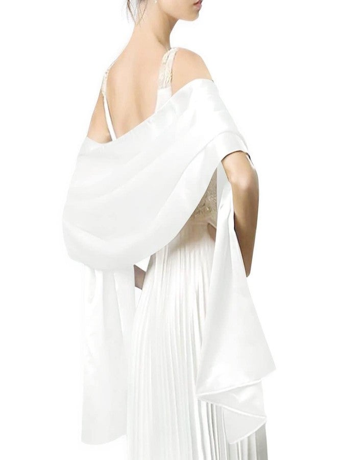 MLMW White Shawl for Women Evening Dressy Satin Winter Formal Shawl Wrap Dresses Extra Long for Winter Wedding Party Bridesmaid Bridal Shower Baby Shower - Image 2